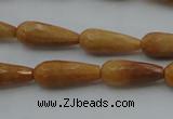 CTR21 15.5 inches 8*20mm faceted teardrop yellow jade beads