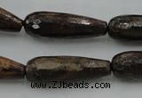 CTR30 15.5 inches 10*30mm faceted teardrop bronzite gemstone beads