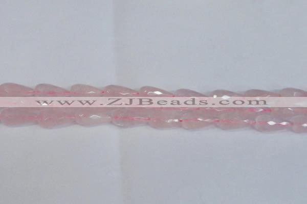 CTR301 15.5 inches 12*25mm faceted teardrop rose quartz beads