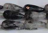 CTR302 15.5 inches 12*25mm faceted teardrop black rutilated quartz beads