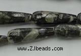 CTR37 15.5 inches 10*30mm faceted teardrop grey opal gemstone beads