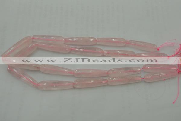 CTR40 15.5 inches 10*40mm faceted teardrop rose quartz beads