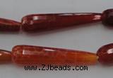 CTR46 15.5 inches 10*40mm faceted teardrop natural fire agate beads