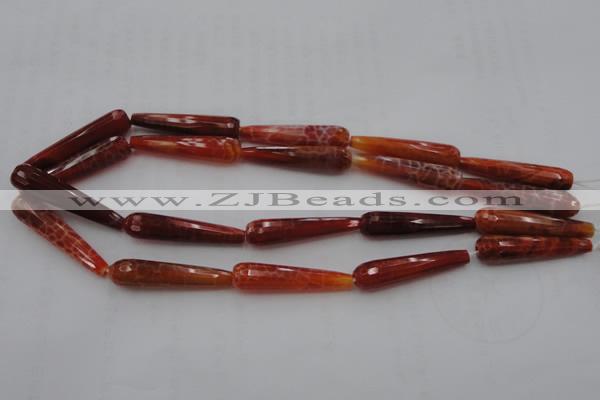 CTR46 15.5 inches 10*40mm faceted teardrop natural fire agate beads