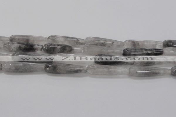 CTR56 15.5 inches 10*40mm faceted teardrop cloudy quartz beads