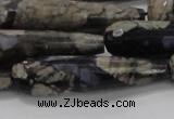 CTR60 15.5 inches 10*40mm faceted teardrop grey opal gemstone beads