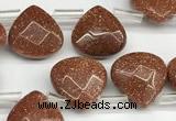 CTR608 Top drilled 10*10mm faceted briolette goldstone beads wholesale