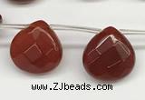 CTR616 Top drilled 10*10mm faceted briolette red agate beads