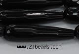 CTR64 15.5 inches 10*40mm faceted teardrop black agate beads