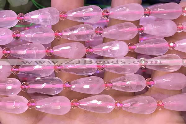 CTR710 15 inches 8*16mm faceted teardrop rose quartz beads