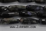 CTR78 15.5 inches 6*16mm faceted teardrop grey opal gemstone beads