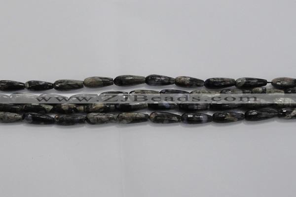 CTR78 15.5 inches 6*16mm faceted teardrop grey opal gemstone beads