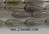 CTR79 15.5 inches 6*16mm faceted teardrop grey agate beads