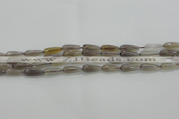 CTR79 15.5 inches 6*16mm faceted teardrop grey agate beads