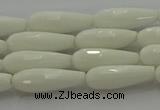 CTR83 15.5 inches 6*16mm faceted teardrop white porcelain beads