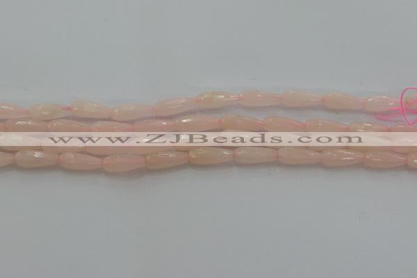 CTR84 15.5 inches 6*16mm faceted teardrop peach stone beads