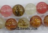 CTS06 15.5 inches 14mm round tigerskin glass beads wholesale