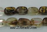 CTS56 15.5 inches 8*14mm nugget tigerskin glass beads wholesale