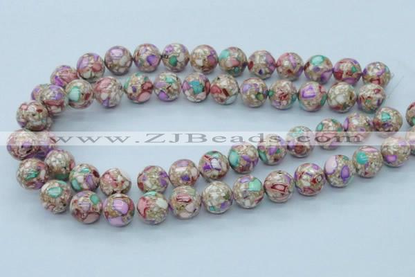 CTU107 16 inches 14mm round dyed flower turquoise beads wholesale