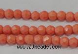 CTU1330 15.5 inches 2mm faceted round synthetic turquoise beads