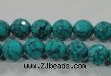 CTU1684 15.5 inches 10mm faceted round synthetic turquoise beads