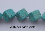 CTU18 15.5 inches 10*10mm cublc blue turquoise strand beads Wholesale