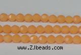 CTU2539 15.5 inches 4mm faceted round synthetic turquoise beads