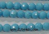 CTU2591 15.5 inches 6mm faceted round synthetic turquoise beads