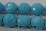 CTU2595 15.5 inches 14mm faceted round synthetic turquoise beads