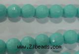 CTU2780 15.5 inches 4mm faceted round synthetic turquoise beads