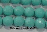 CTU2783 15.5 inches 10mm faceted round synthetic turquoise beads