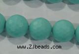 CTU2784 15.5 inches 12mm faceted round synthetic turquoise beads