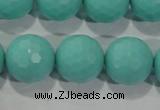 CTU2785 15.5 inches 14mm faceted round synthetic turquoise beads