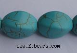 CTU28 15.5 inches 13*20mm twisted oval blue turquoise beads Wholesale