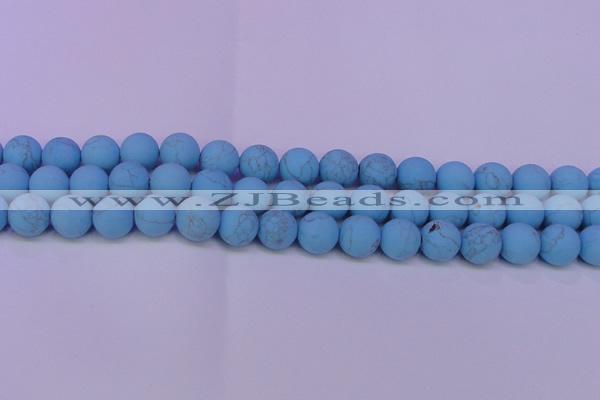 CTU2850 15.5 inches 4mm round matte turquoise beads