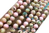 CTU3107 15 inches 4mm round gold vein howlite turquoise beads