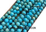 CTU3142 15 inches 6mm round gold vein howlite turquoise beads