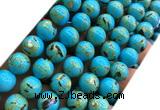 CTU3144 15 inches 10mm round gold vein howlite turquoise beads