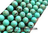 CTU3164 15 inches 12mm round gold vein howlite turquoise beads