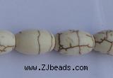 CTU38 15.5 inches 10*16mm rice shape white turquoise beads Wholesale