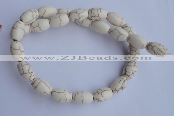 CTU38 15.5 inches 10*16mm rice shape white turquoise beads Wholesale