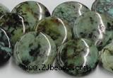 CTU417 15.5 inches 20mm flat round African turquoise beads wholesale