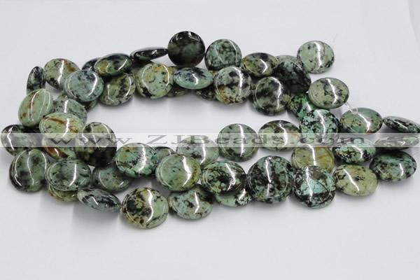 CTU418 15.5 inches 22mm flat round African turquoise beads wholesale