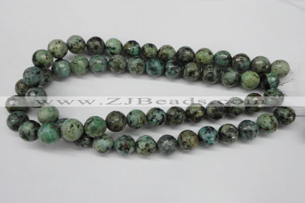 CTU555 15.5 inches 14mm faceted round African turquoise beads