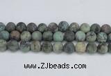 CTU567 15.5 inches 14mm round matte african turquoise beads