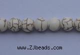 CTU67 15.5 inches 4mm round white turquoise strand beads Wholesale