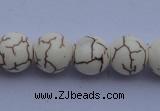 CTU69 15.5 inches 12mm round white turquoise strand beads Wholesale