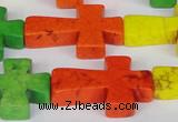 CTU735 15.5 inches 20*30mm cross dyed turquoise beads wholesale