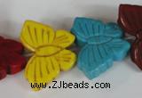 CTU738 15.5 inches 20*27mm butterfly dyed turquoise beads wholesale