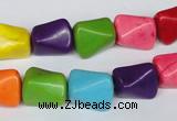 CTU742 15.5 inches 10*13mm nuggets dyed turquoise beads wholesale